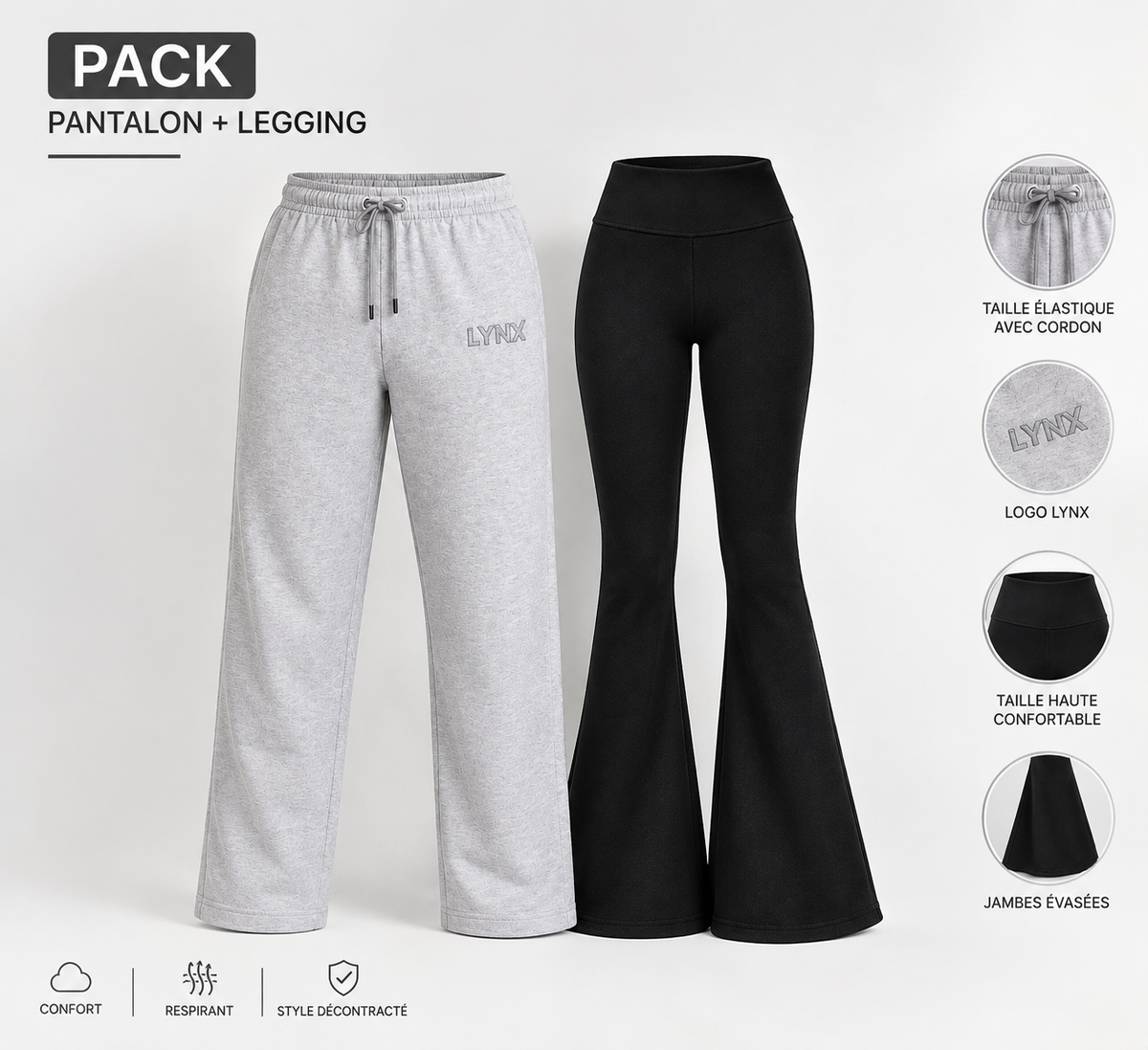 Pack 2 Pants – joggers & flared legging