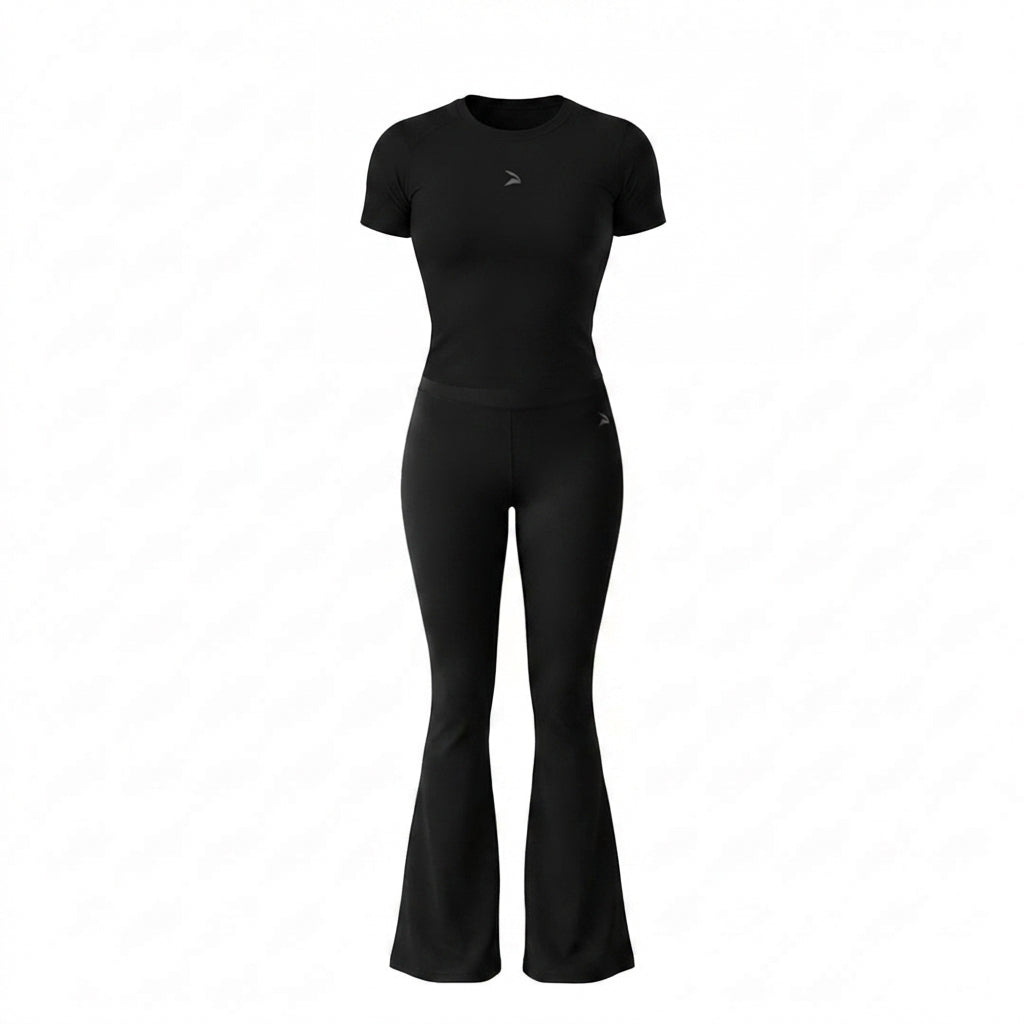 Set Femme GYMLYNX – Compression t shirt & Legging Sport Flare - Noir